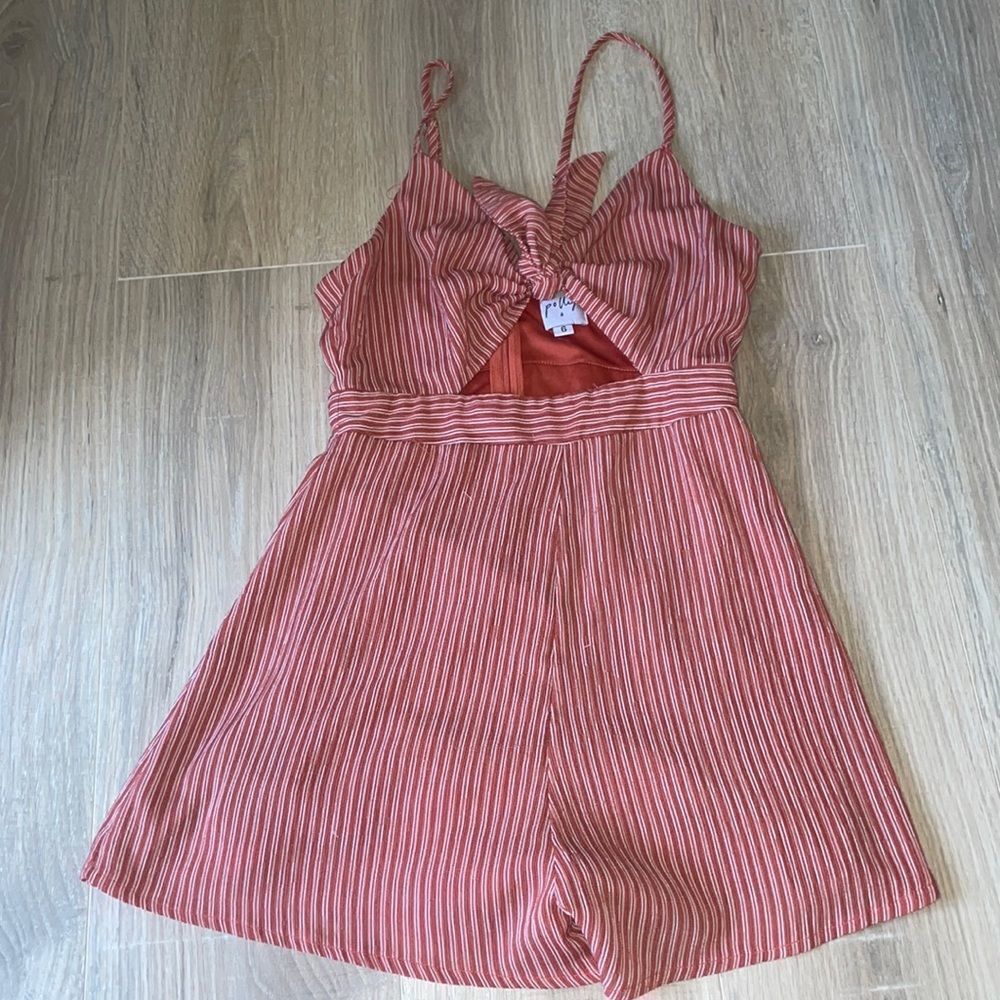 PRINCESS POLLY BURNT ORANGE STRIPED ROMPER​